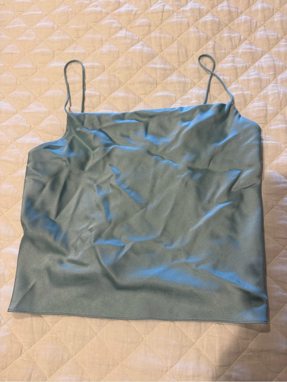 Alice + Olivia Seafoam Satin Cami with Thin Straps